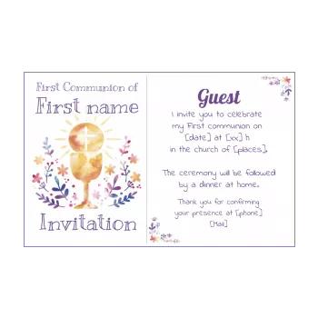 announcement communion cross mauve orange 