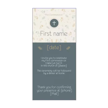 announcement communion blue brown cross flower 