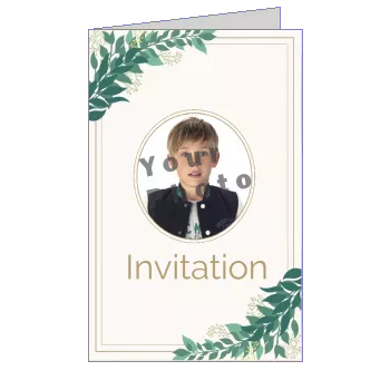 Announcement Communion Brown Green Tree with photo template
