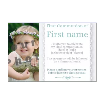 announcement communion blue elegant grey 