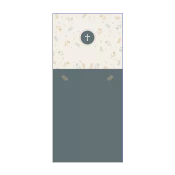 announcement invitation confirmation blue brown cross flower 