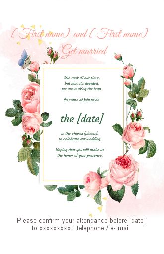 Wedding Announcement Invitation Flower Rose virtual free
