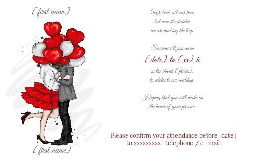 Wedding Announcement Invitation Heart Balloon virtual free