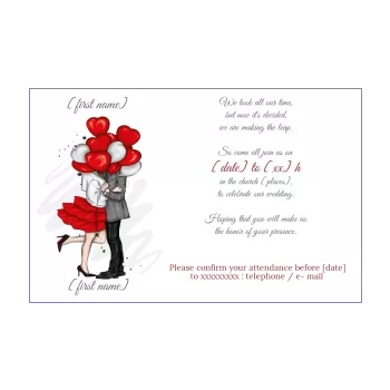 wedding announcement invitation heart balloon elegant man women 