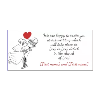 wedding announcement invitation heart black drawing red white 