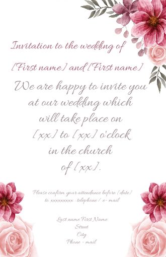 Wedding Announcement Invitation Flower Mauve virtual free