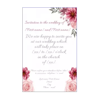 wedding announcement invitation flower mauve rose 