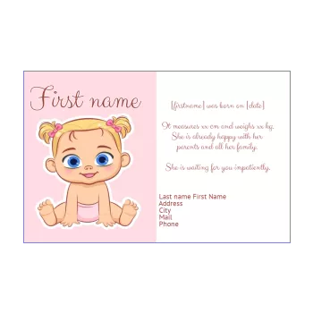 announcement birth baby drawing girl rose 