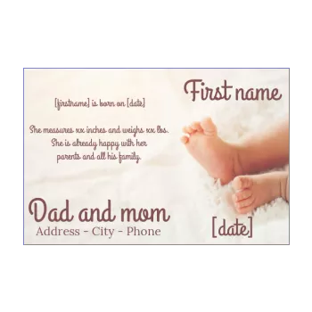 announcement birth baby foot white 