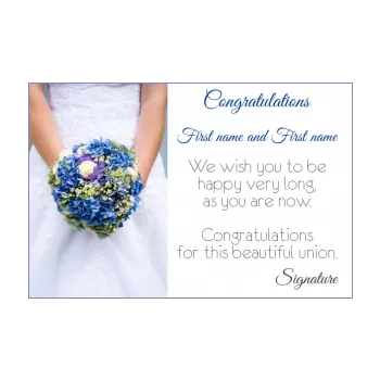 wedding card congratulations blue flower white 