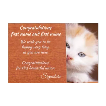 wedding card congratulations cat brown 