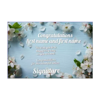 wedding card congratulations blue flower white 
