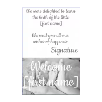 card congratulations birth baby black hand white 