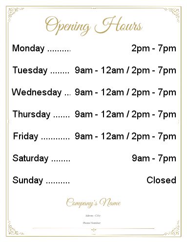 Poster Opening Hours Restaurant Shop template