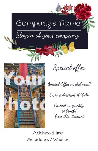 Poster Flyer Florist Blue Flower with photo template