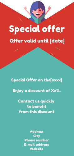 Poster Flyer Blue Red Ribbon free template
