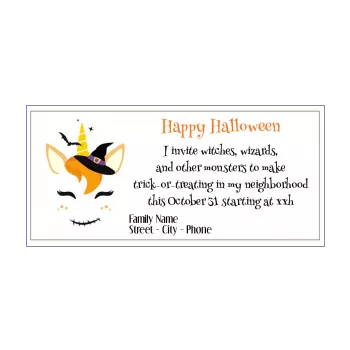 happy card invitation halloween unicorn black orange 