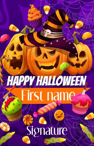 Happy Card Invitation Halloween Candy free template