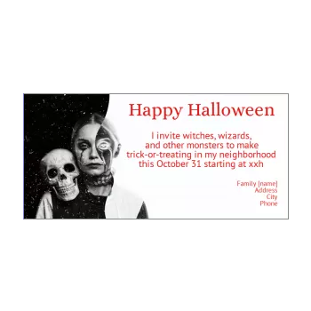 happy card invitation halloween skull black white wizard 