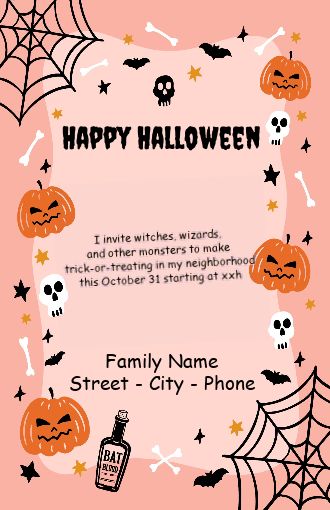 Happy Card Invitation Halloween free template