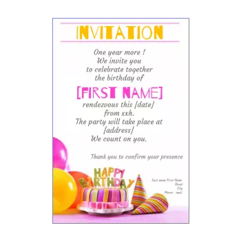 birthday card invitation cake rose 
