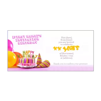 birthday card invitation cake candle rose 