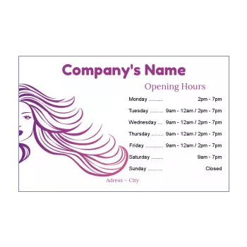 poster hairstyling opening hours shop drawing mauve women 
