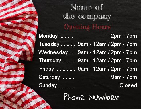 Poster Opening Hours Restaurant Shop template