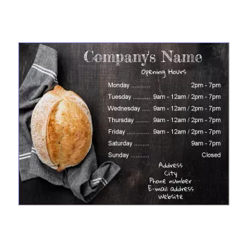 poster opening hours shop bakery bread wood 
