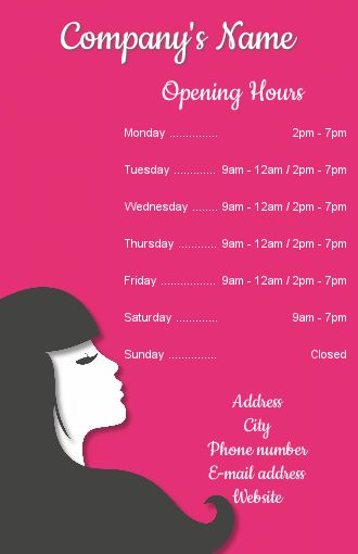 Poster Hairstyling Opening Hours Restaurant free template