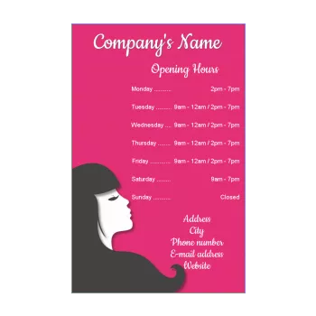 poster hairstyling opening hours shop rose women 