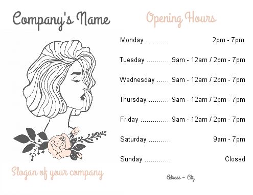 Poster Opening Hours Restaurant Shop template