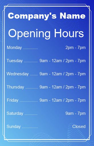 Poster Opening Hours Restaurant Shop free template