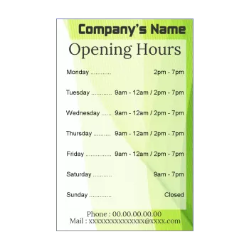 poster opening hours restaurant shop abstract green 