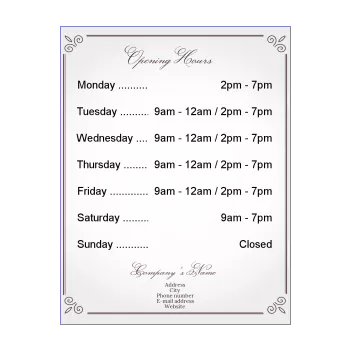 poster opening hours restaurant shop brown elegant grey 