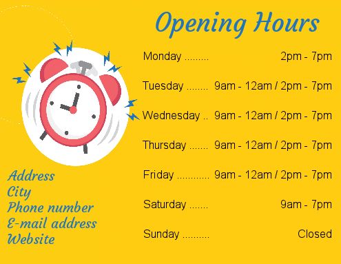 Poster Opening Hours Restaurant Shop template
