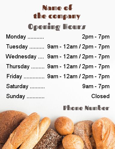 Poster Opening Hours Restaurant Shop template