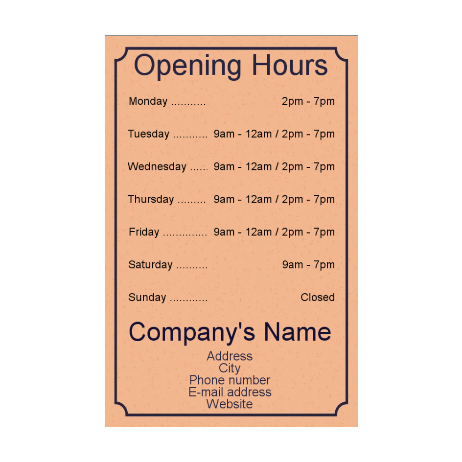 Poster Shop Restaurant Opening Hours Blue Free Template card 3607 