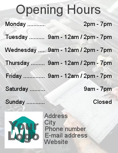 Poster Opening Hours Restaurant Shop with photo template