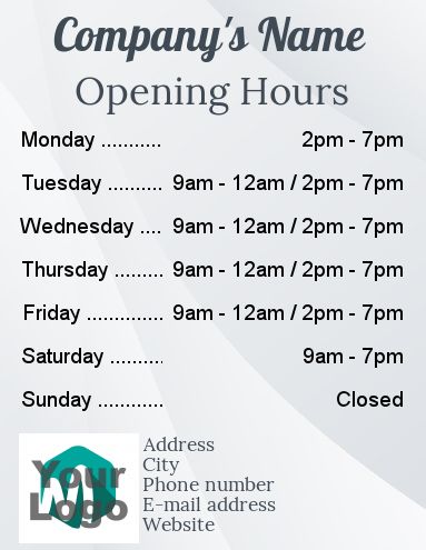 Poster Opening Hours Restaurant Shop with photo template