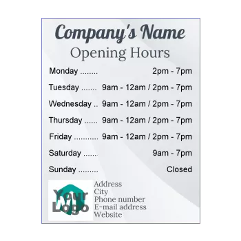 poster opening hours restaurant shop grey 