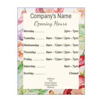 poster opening hours restaurant shop pastel vegetable 