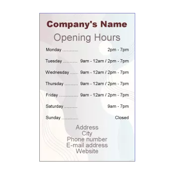 poster opening hours restaurant shop pastel abstract blue grey 