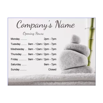 poster opening hours shop spa stone zen 