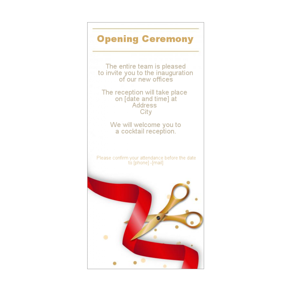 Inauguration Invitation Shop Red White Ribbon free template (card 2902)