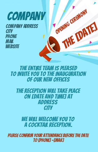 Inauguration Invitation Shop Blue Confetti free template