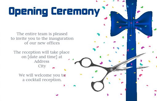 Inauguration Invitation Shop Blue Confetti free template