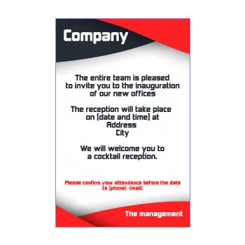 inauguration invitation shop blue local red ribbon 