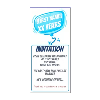 birthday card invitation balloon blue drawing kid 