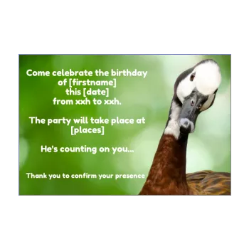 birthday card invitation bird green kid animals 